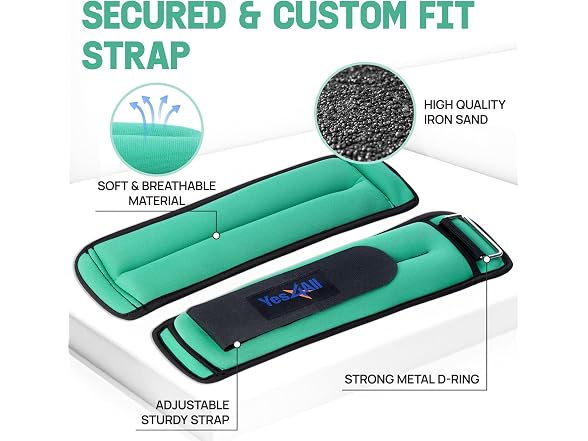 Yes4All Adjustable Wrist & Ankle Weights Pair – 2.5 lb Each