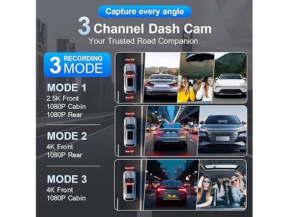 IusZup 4K 3 Channel Dash Cam