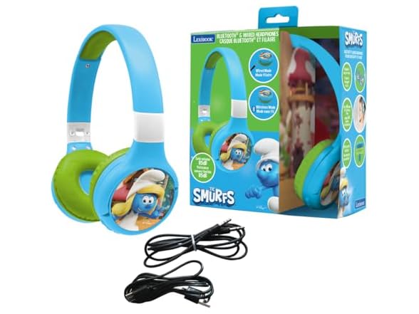 LEXiBOOK, The Smurfs, 2-in-1 Headphones