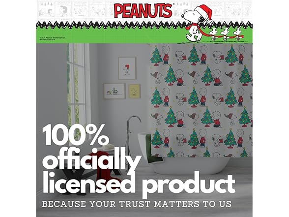 Franco Peanuts Holiday Christmas Shower Curtain