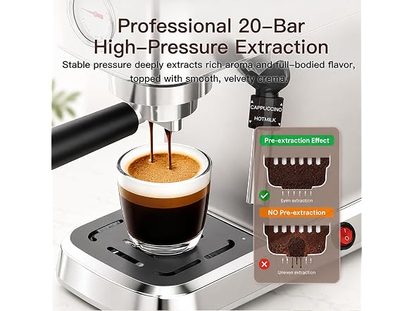 MEGAWISE Espresso Machine, 1450W, 20-Bar