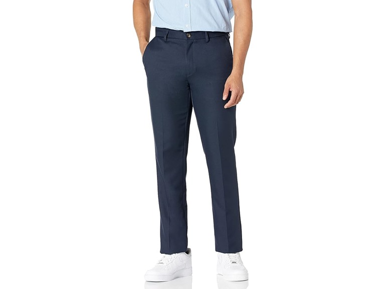 Amazon Essentials Men's Slim-Fit Flat-Front Dress Pant, Navy, 33W x 28L