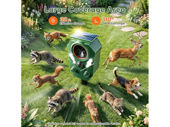 Solar Powered Ultrasonic Animal Repellent
