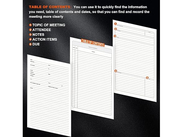 Meeting Notebook for Work with Action Items Hardcover