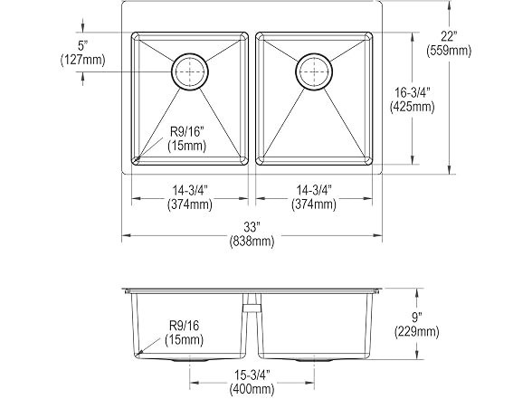 Elkay Crosstown 18 Gauge 2-Hole Equal Double Bowl Kit