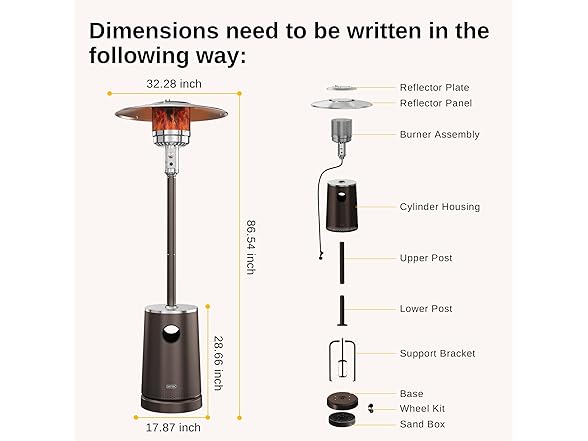 EAST OAK 55,000 BTU Patio Heater with Sand Box