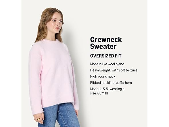 Women's Oversized Faux Mohair Crewneck Sweater