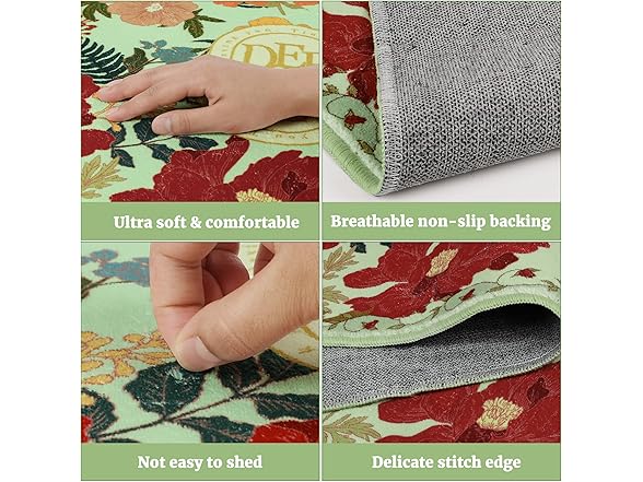 ROTTOGOON W0766 Floral Hallway Runner Rug 2'x6' Green