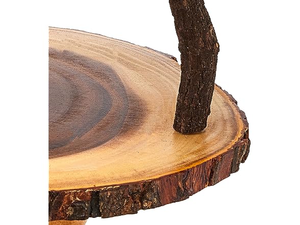 Lipper International Acacia 2-Tier Tree Bark Server