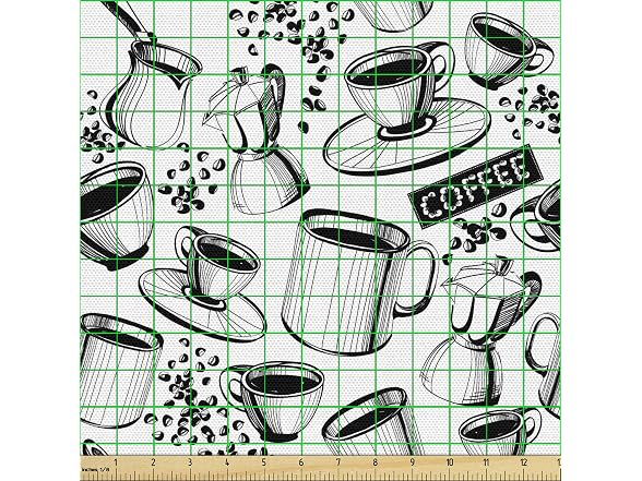 Lunarable Coffee Fabric by The Yard, Abstract