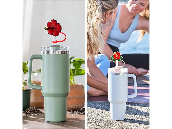 KWOYOS Silicone Flower Straw Cover