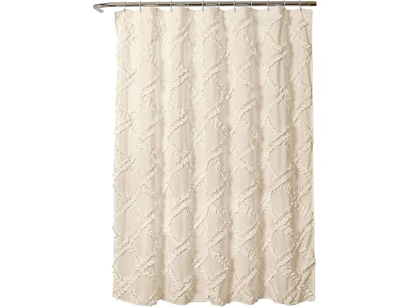 Lush Decor, Ivory/Pale Yellow Ruffle Diamond Shower Curtain