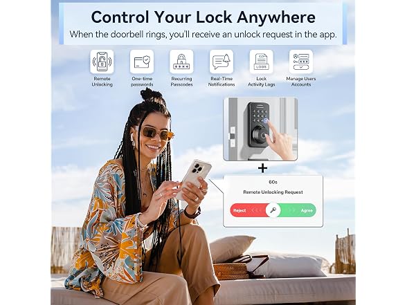 Ulecoce Keyless Entry Door Lock Black