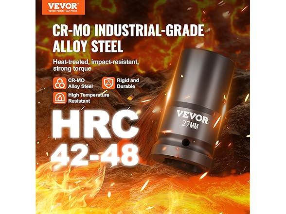 VEVOR 1" Drive Impact 8 Piece Deep Socket Set Metric
