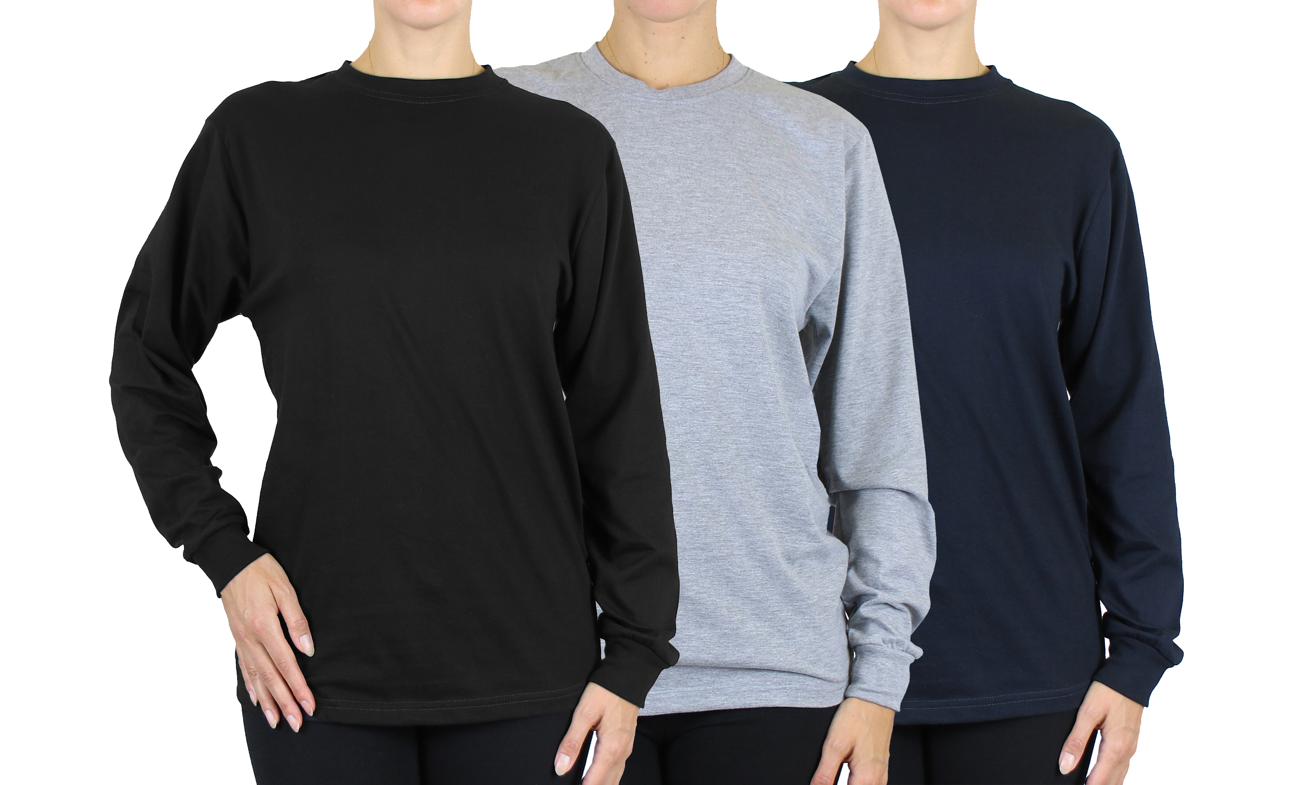 (3 or 6Pk) Womens L/S Loose Fit Solid Shirt - Gallery 18