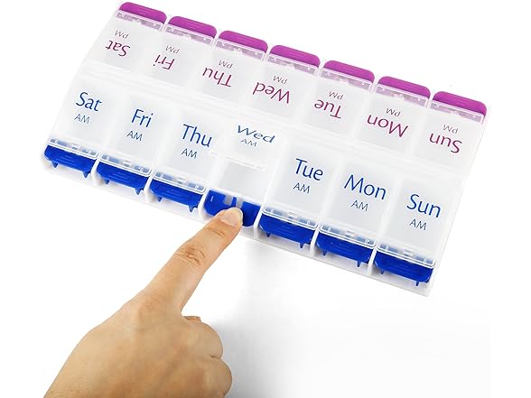Smart Essentials Weekly AM/PM Pill Organizer, 7-Day Me