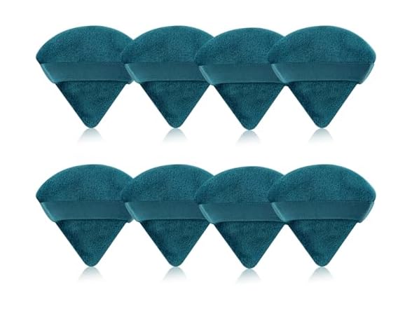 8 Pieces Triangle Powder Puff Peacock Blue