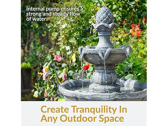 Sunnydaze 33" Pineapple 2-Tier Solar Powered Fountain