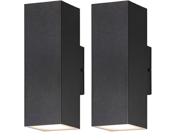 2-Pack Outdoor Wall Lights, Large LED Up and Down Lights, Black