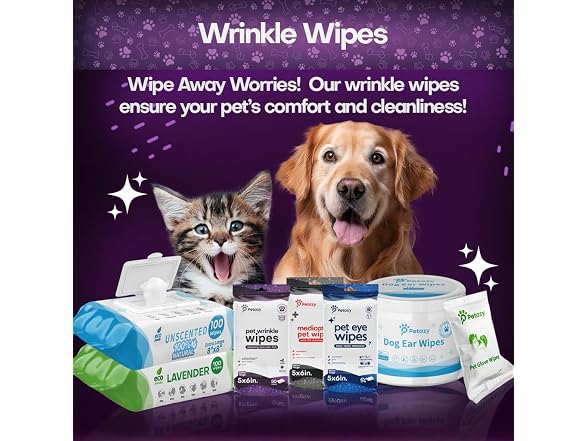 Petazy Pet Wrinkle Wipes for Face Folds