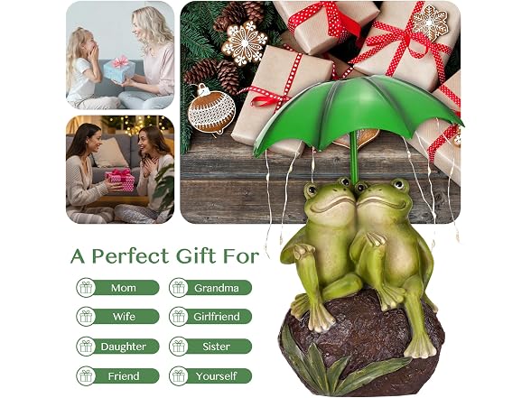Paxato Solar Garden Statues Decor Frogs