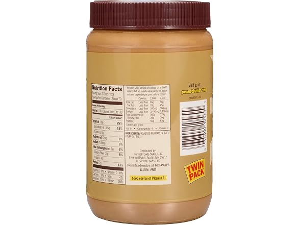 2PK SKIPPY Natural Peanut Butter Creamy Twin Pack, 40 Ounces