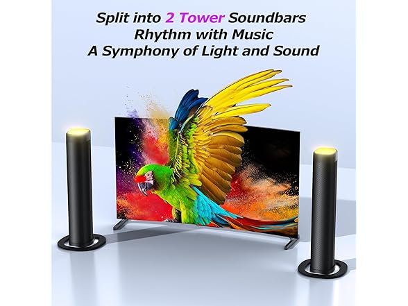 Bkmojit Detachable 2-in-1 RGB Sound Bar