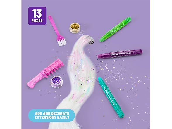 Claire's Hair Chalk & Glitter Styling Kit, 13-Piece