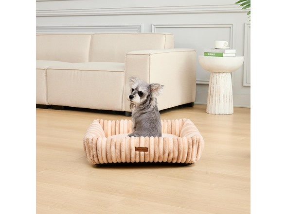 Modern Threads Ribbed Plush Two-Tone Cuddler Dog Bed