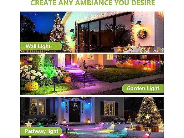 (4 Pack) DAMINY Color Changing Solar Spot Lights