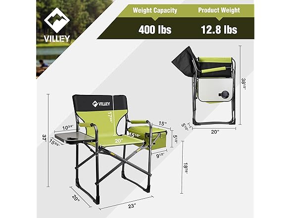 VILLEY Heavy Duty Directors Chair Cooler