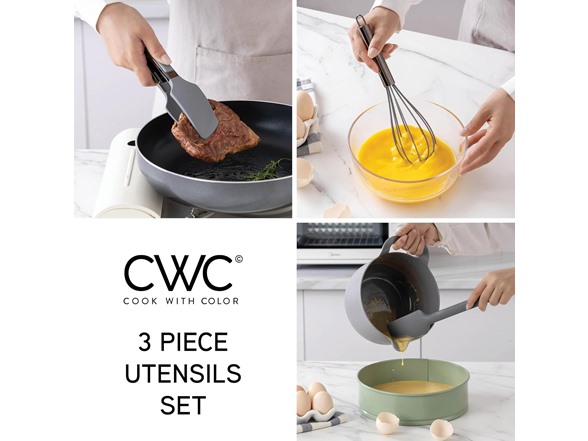 Stainless Steel Silicone Tipped Kitchen & BBQ Tongs Set, 3 Pc - Gallery 3