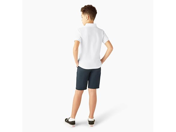 Dickies Boys (XXS) Short Sleeve Pique Polo White