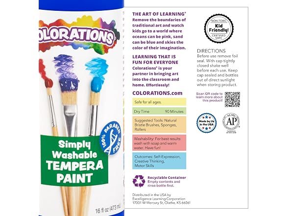 Colorations WSTGR Washable Tempera Paint,