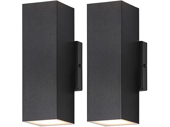 2-Pack Outdoor Wall Lights, Modern LED Up and Down Lights, Black