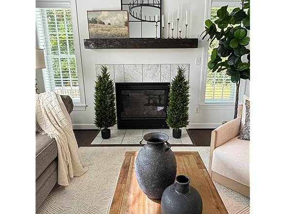 Set of 2 4FT Artificial Cedar Topiary Trees