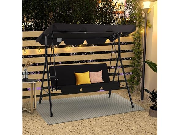 Esright Patio Swings Outdoor, 3-Seat Outdoor Porch Swing Chair