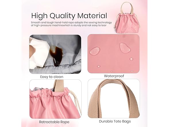 Drawstring Reusable Lunch Bag for Women