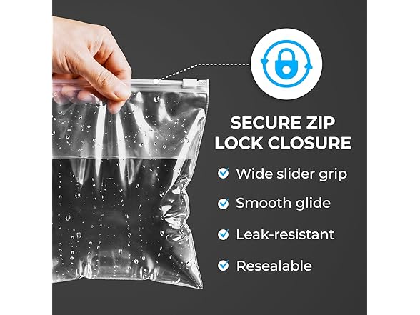 Paclord 1 Gallon 9" x 12" Slider Zip Poly Bags, Pack of 300 