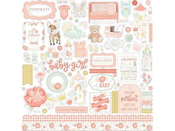It's A Girl Cardstock Stickers 12x12"