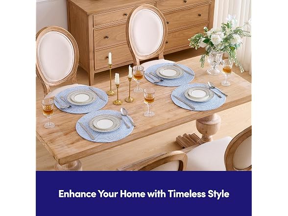 Round Placemats Set of 6-100% Cotton Two-Tone 