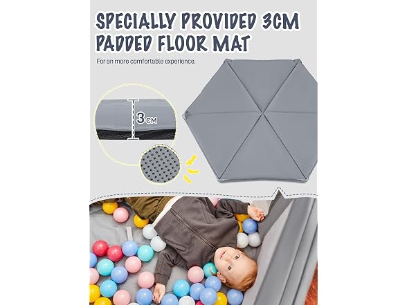 EVER ADVANCED Foldable Baby Playpen with 3cm Mat