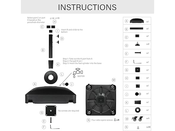 Simple Deluxe 125lb Capacity Fillable Mobile Patio Umbrella Base