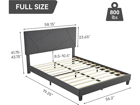 Geefia Lumiparty Upholstered Platform Full Bed Frame