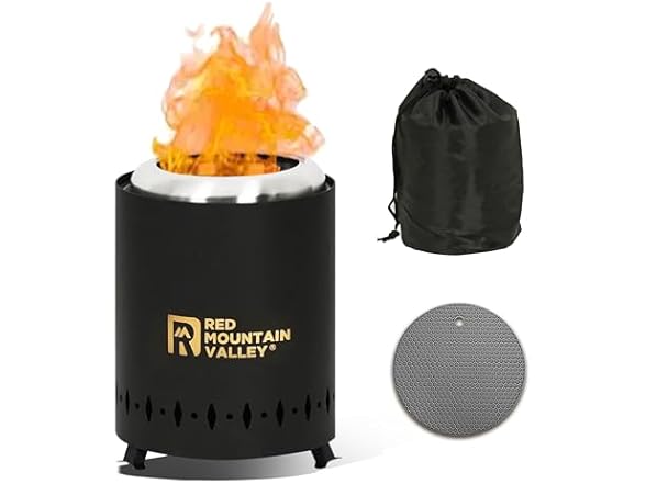 Red Mountain Valley Smokeless Tabletop Fire Pit, Black