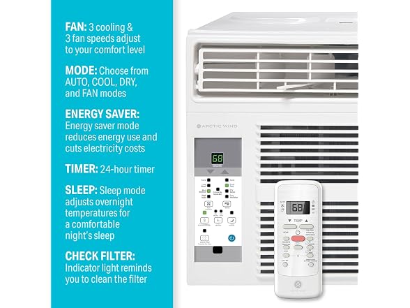 ARCTIC WIND 3AW8000A Window AIR CONDITIONER 8K