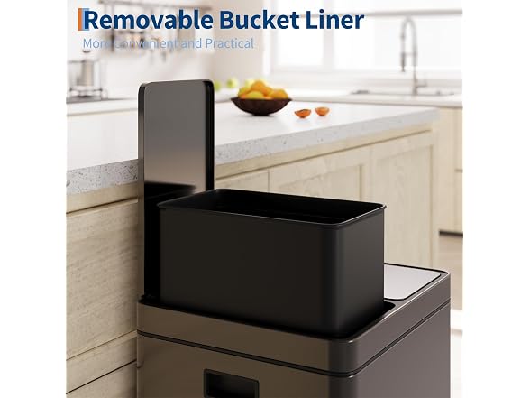 MOVECOM Stainless Steel Trash Can,2×8 Gallon Black