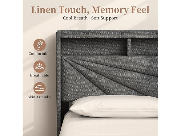 Blissivia Upholstered Platform Bed Frame with LED Lights