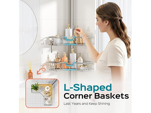 HAMITOR 4-Tier Corner Shower Pole Caddy