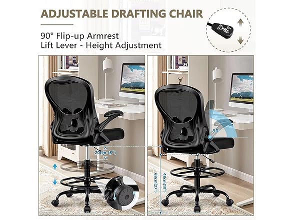 Winrise W0893 Drafting Chair 935Z Black